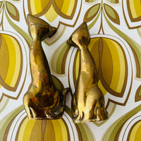 Pair of SOLID BRASS Cats Retro Home Decor