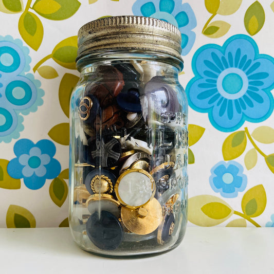 Cool Old Jar Full of Random BLING Gold & Other Buttons