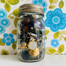 Cool Old Jar Full of Random BLING Gold & Other Buttons