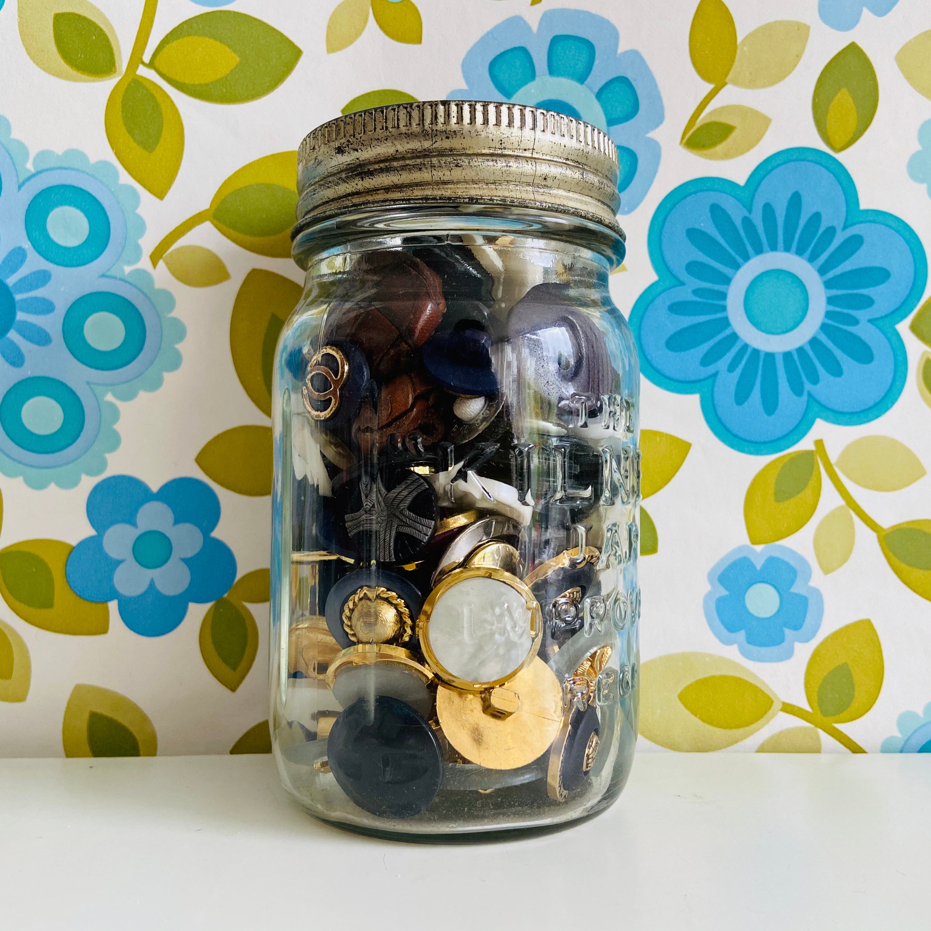 Cool Old Jar Full of Random BLING Gold & Other Buttons