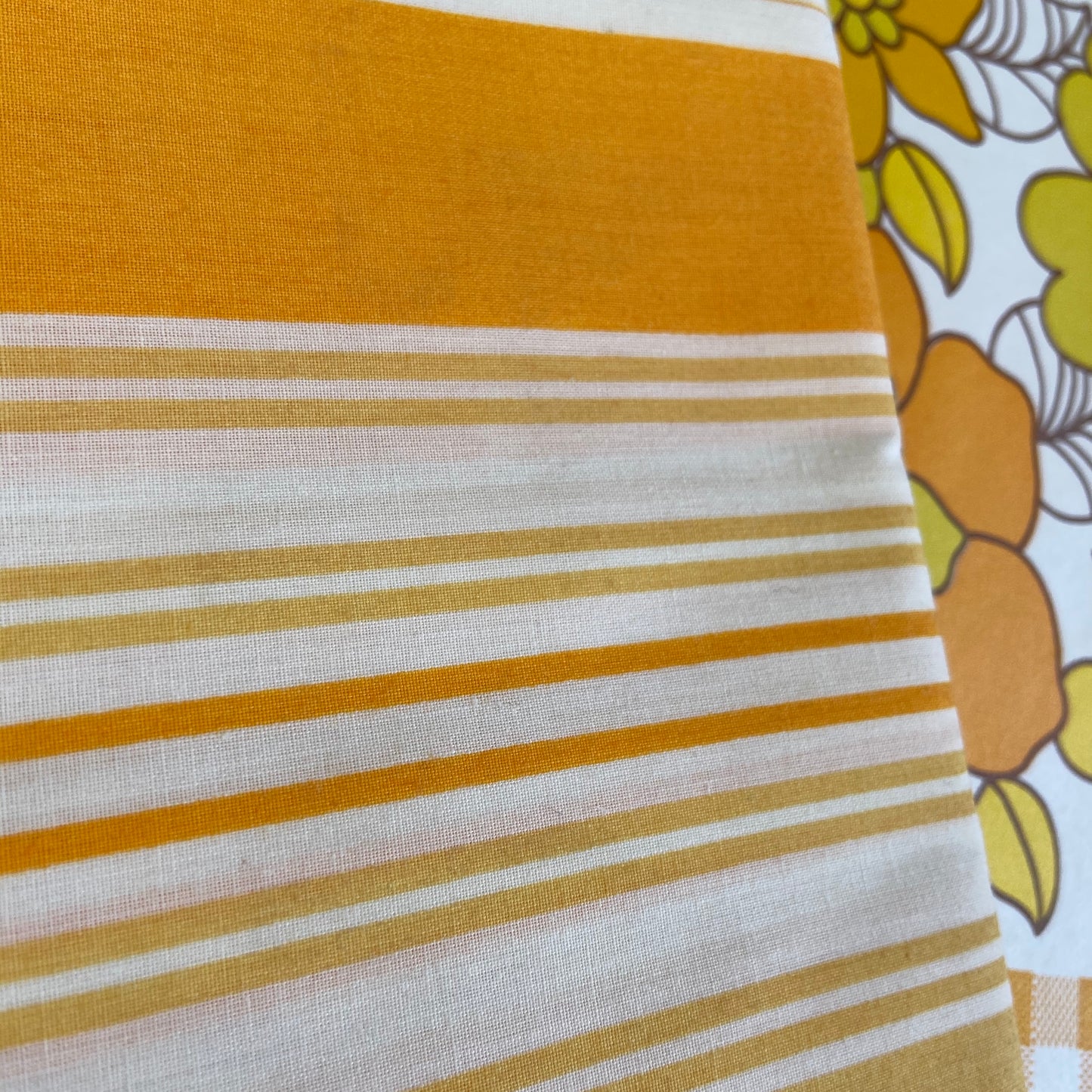 Cotton Blend SHEET Flat Fabric Stripes Apricot UNUSED in Packet