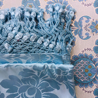 STUNNING Blue Brocade Vintage Italian Bedspread