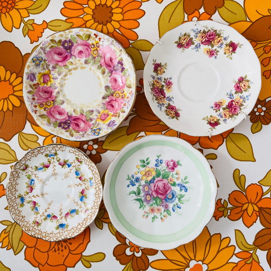 MISMATACHED Vintage China Plates LOVE Sweet
