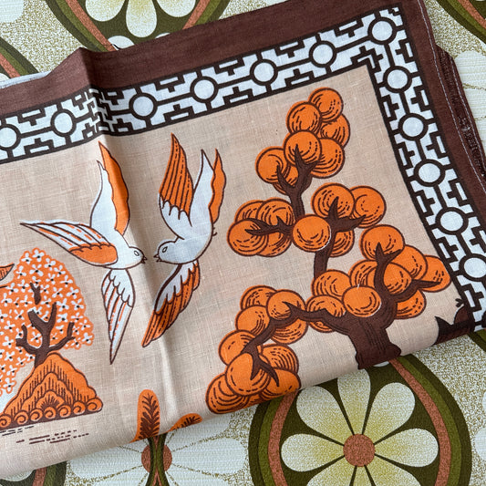 ASIAN Inspired UNUSED Vintage Linen Tea Towel