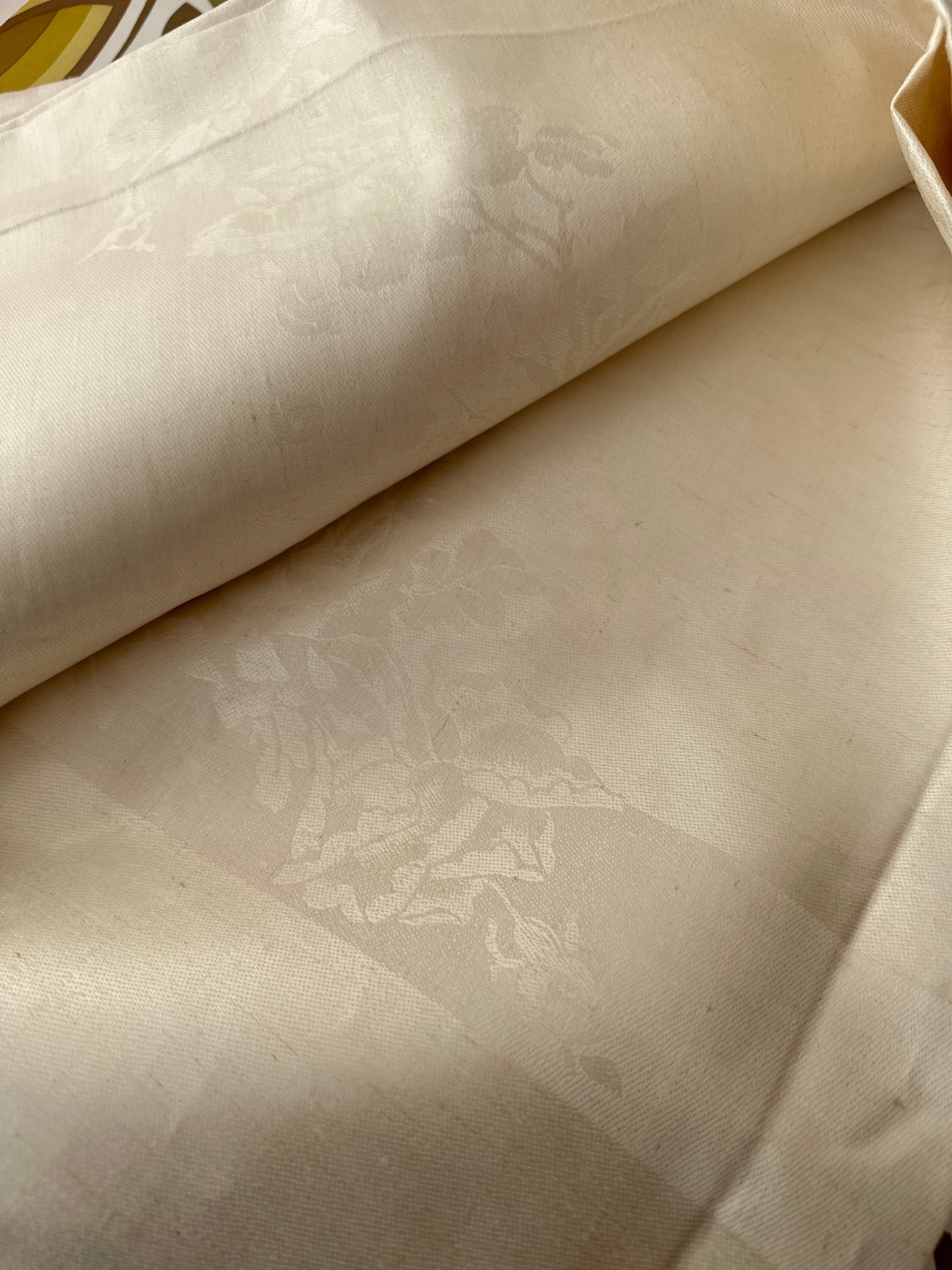 ANTIQUE Damask Table Cloth Fabric