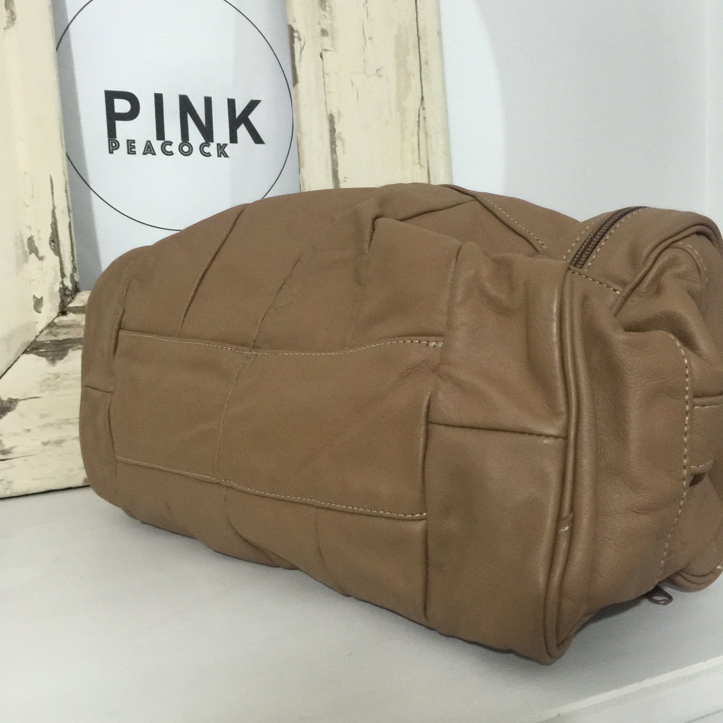 MINIATURE Duffle BAG Genuine LEATHER Brown Handmade PATCHWORK