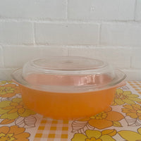 CROWN Bright ORANGE Casserole Dish RETRO Kitchen 70's