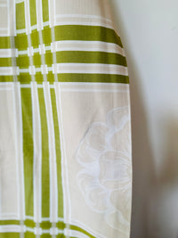 Olive Striped Vintage Table Cloth