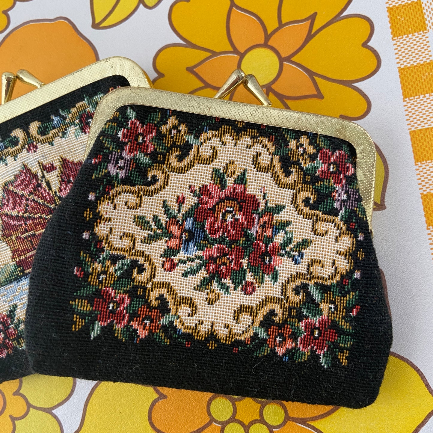 Cute Tapestry Coins x 2 Vintage Purse