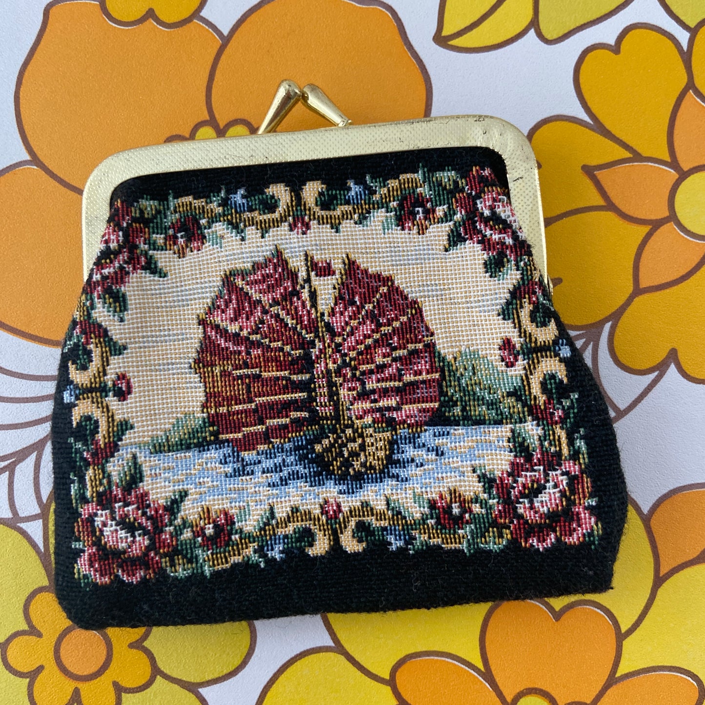 Cute Tapestry Coins x 2 Vintage Purse