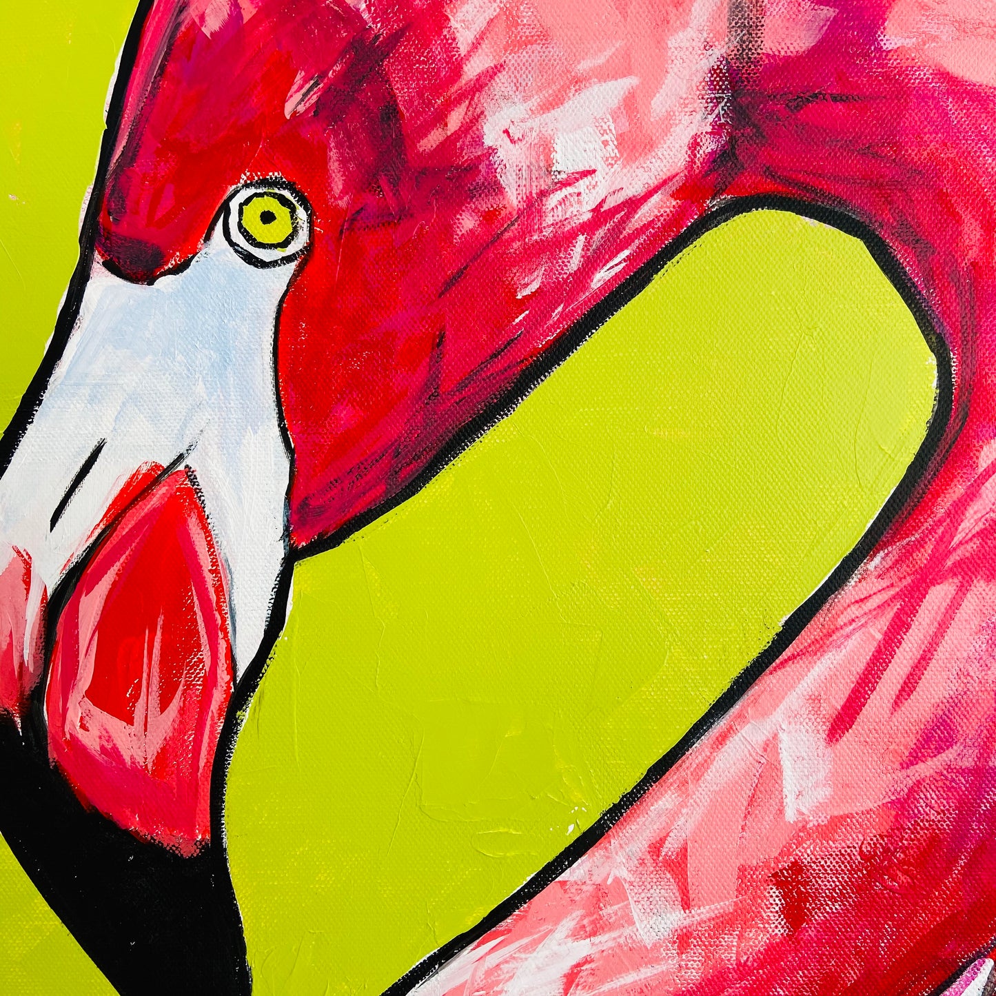 LARGE Original ONE OF A Kind Painting Flamingo Pop Art