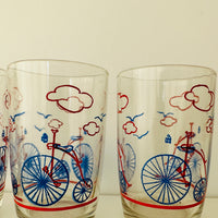 RETRO Set of Vintage Glasses x FOUR Bicycle