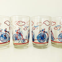 RETRO Set of Vintage Glasses x FOUR Bicycle