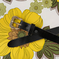 Vintage Black Leather Belt BOHO Hippy Chic