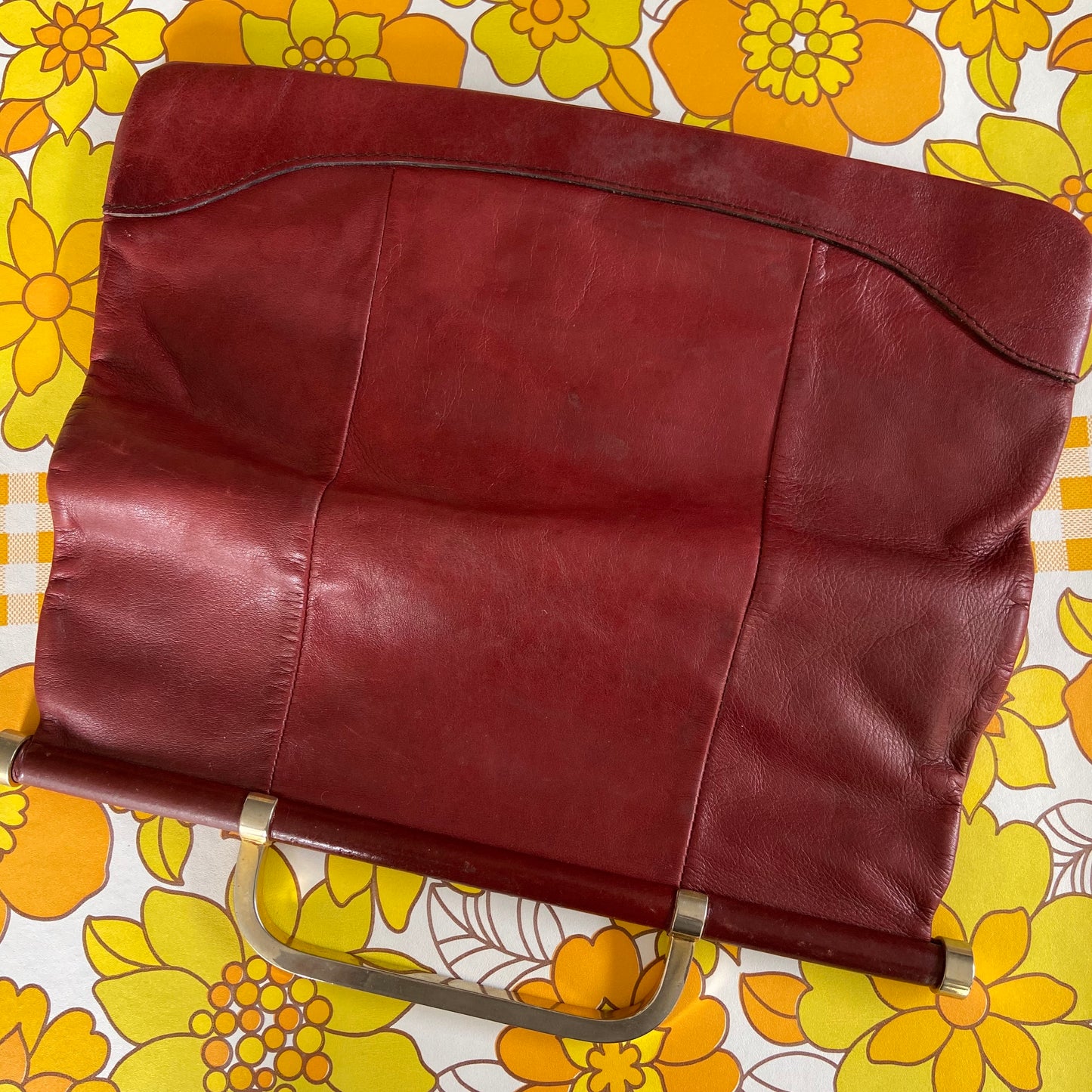 COOL Vintage Genuine LEATHER Clutch 70's Old School Bag