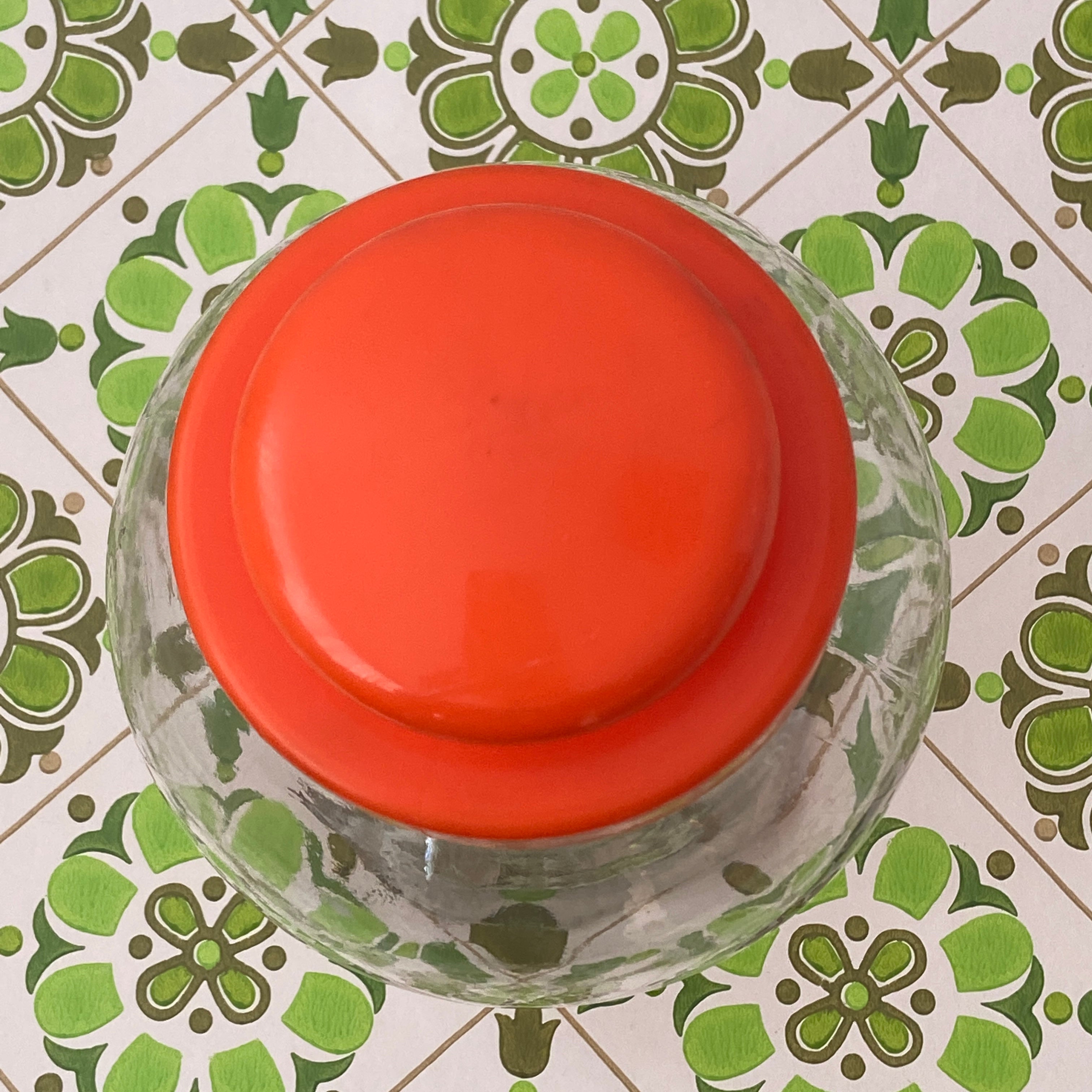 Beautiful Orange Glass Jar LARGE Vintage