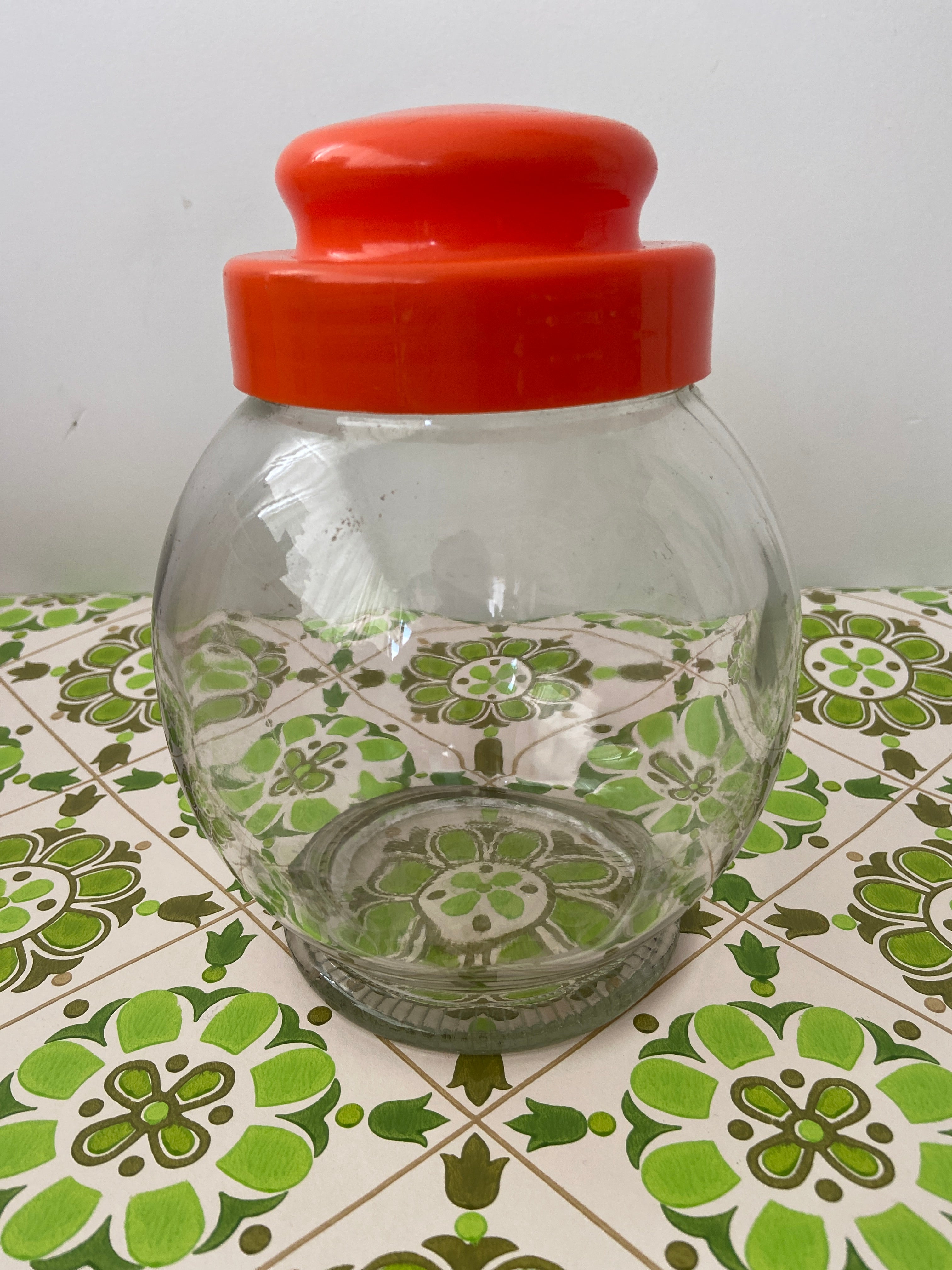 Beautiful Orange Glass Jar LARGE Vintage