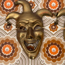 Two Brass Jester Faces WALL PLAQUES