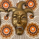 Two Brass Jester Faces WALL PLAQUES