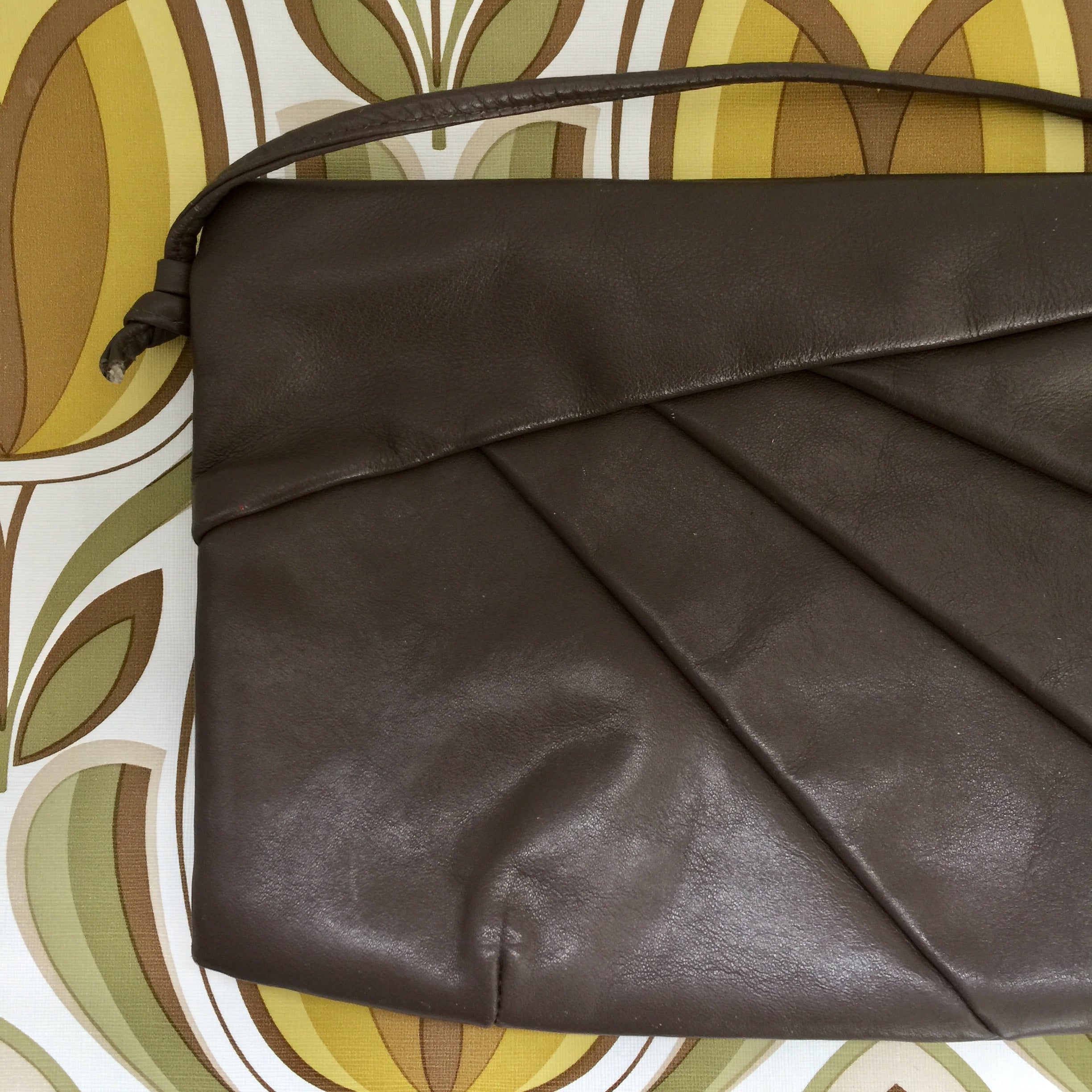 COOL Vintage Genuine LEATHER 80's Handbag FAIGEN Brownish Tone