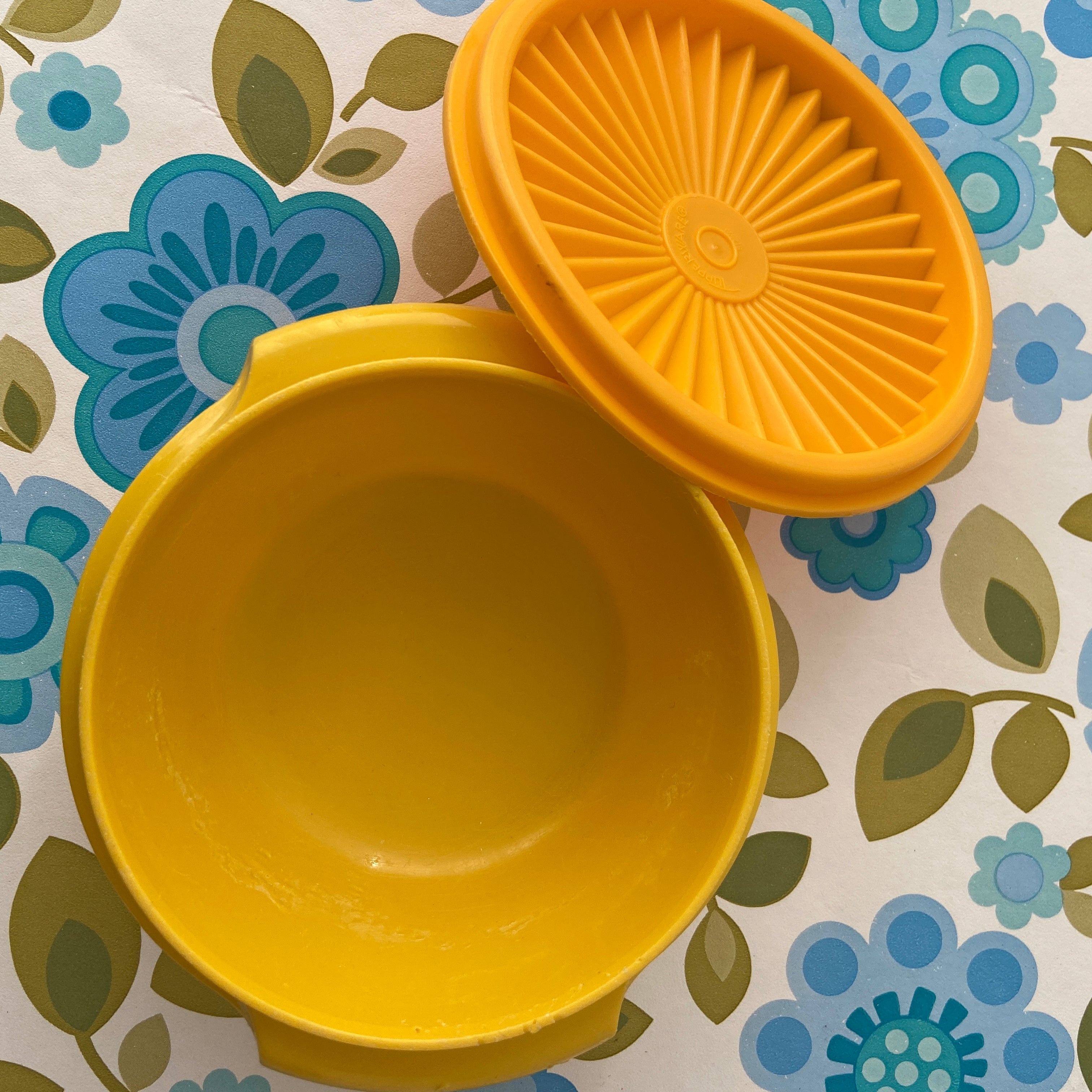 Small Retro Yellow Tupperware Container 70's