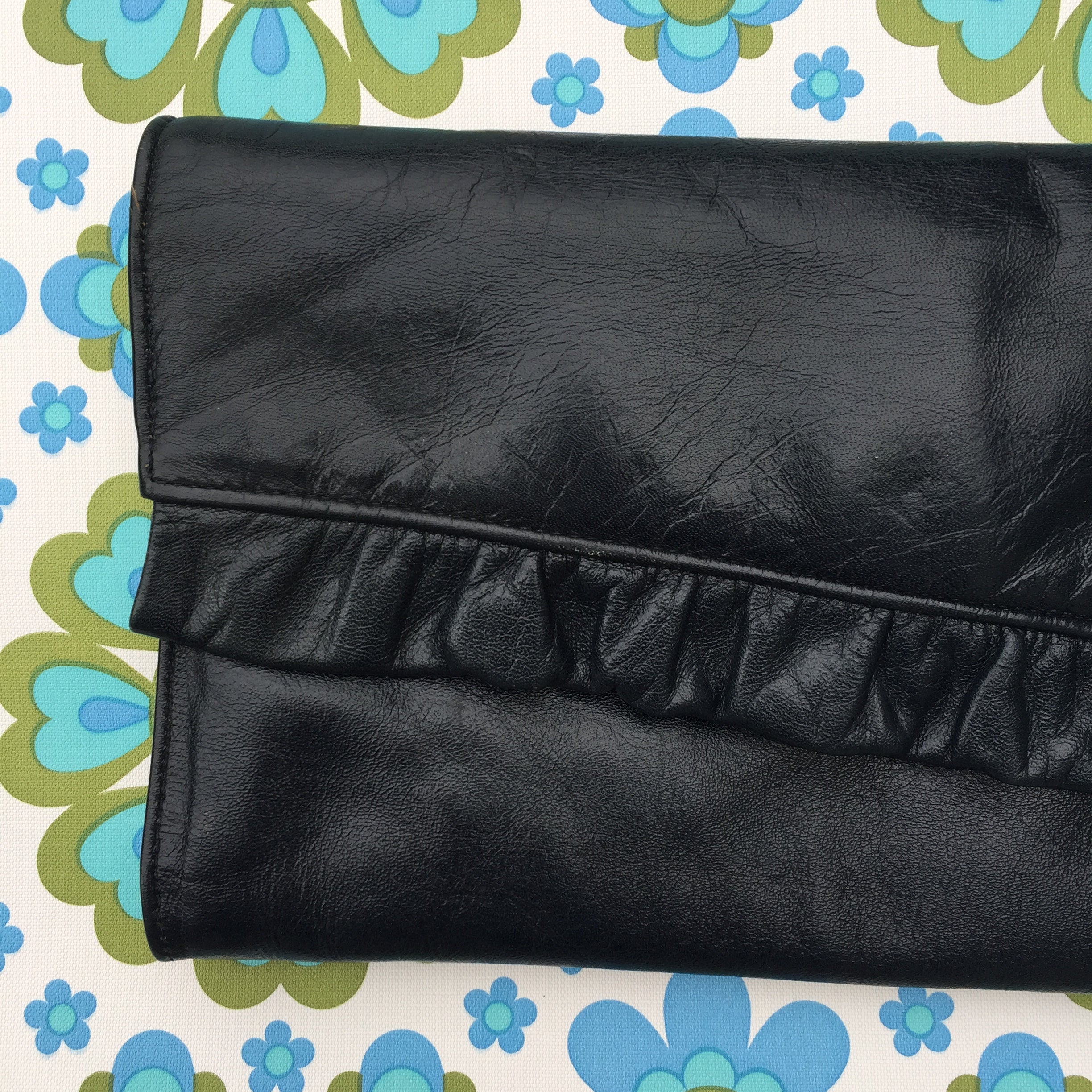 VINTAGE FUN Sacs Genuine LEATHER Clutch 80's GEM ~ PURSE ~ Bag