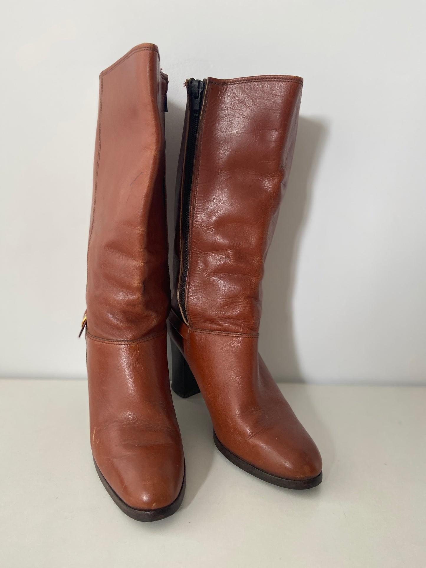 BOHO Boots 70's Chic Mid Height Brown LEATHER