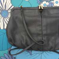 Grey 80's Genuine LEATHER Handbag Evening Clubbing