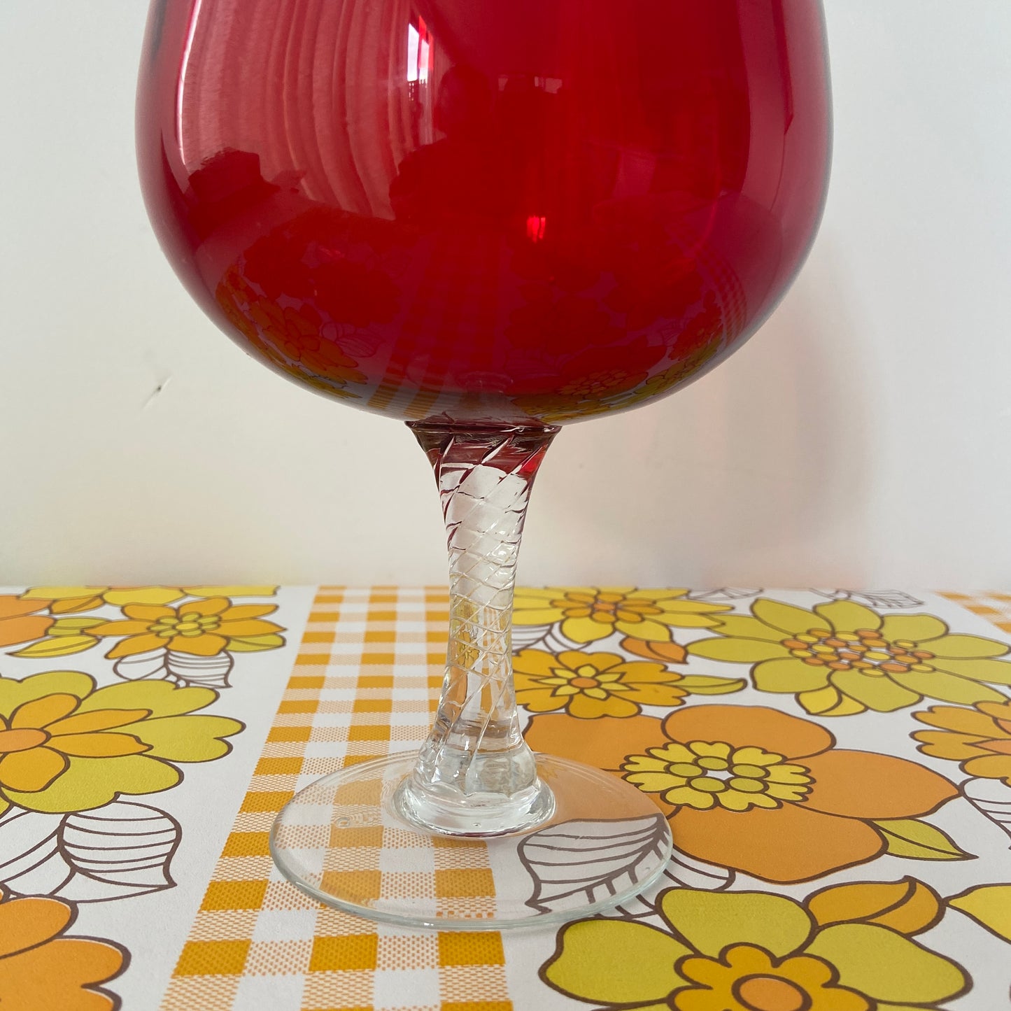 Red Vintage Balloon Glass VASE Large Retro