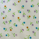 200cms Cute White Floral Flannelette FABRIC