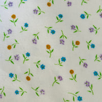 200cms Cute White Floral Flannelette FABRIC