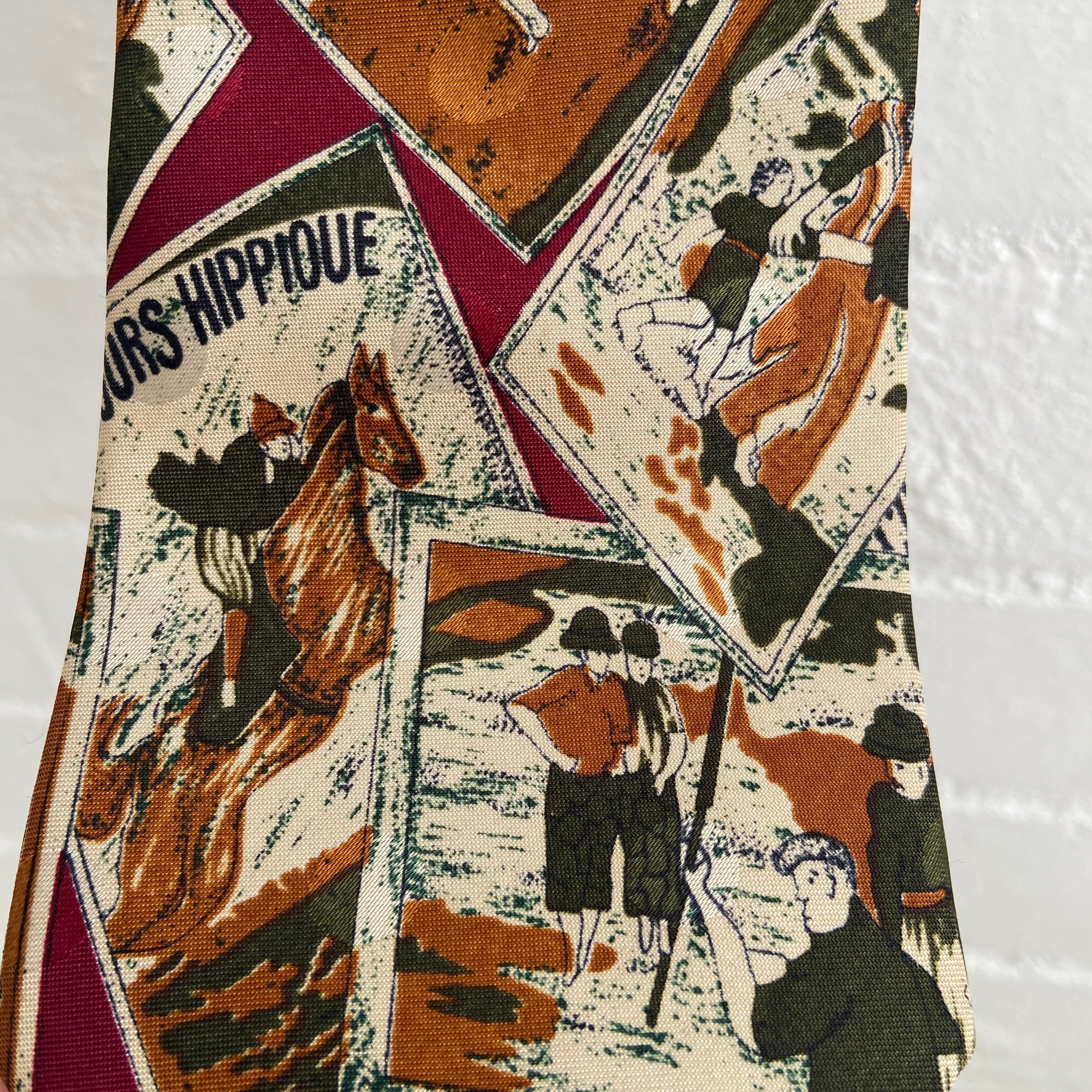 MENS Vintage Tie Horses 70's GOLF Baseball SPORTS COSTUME