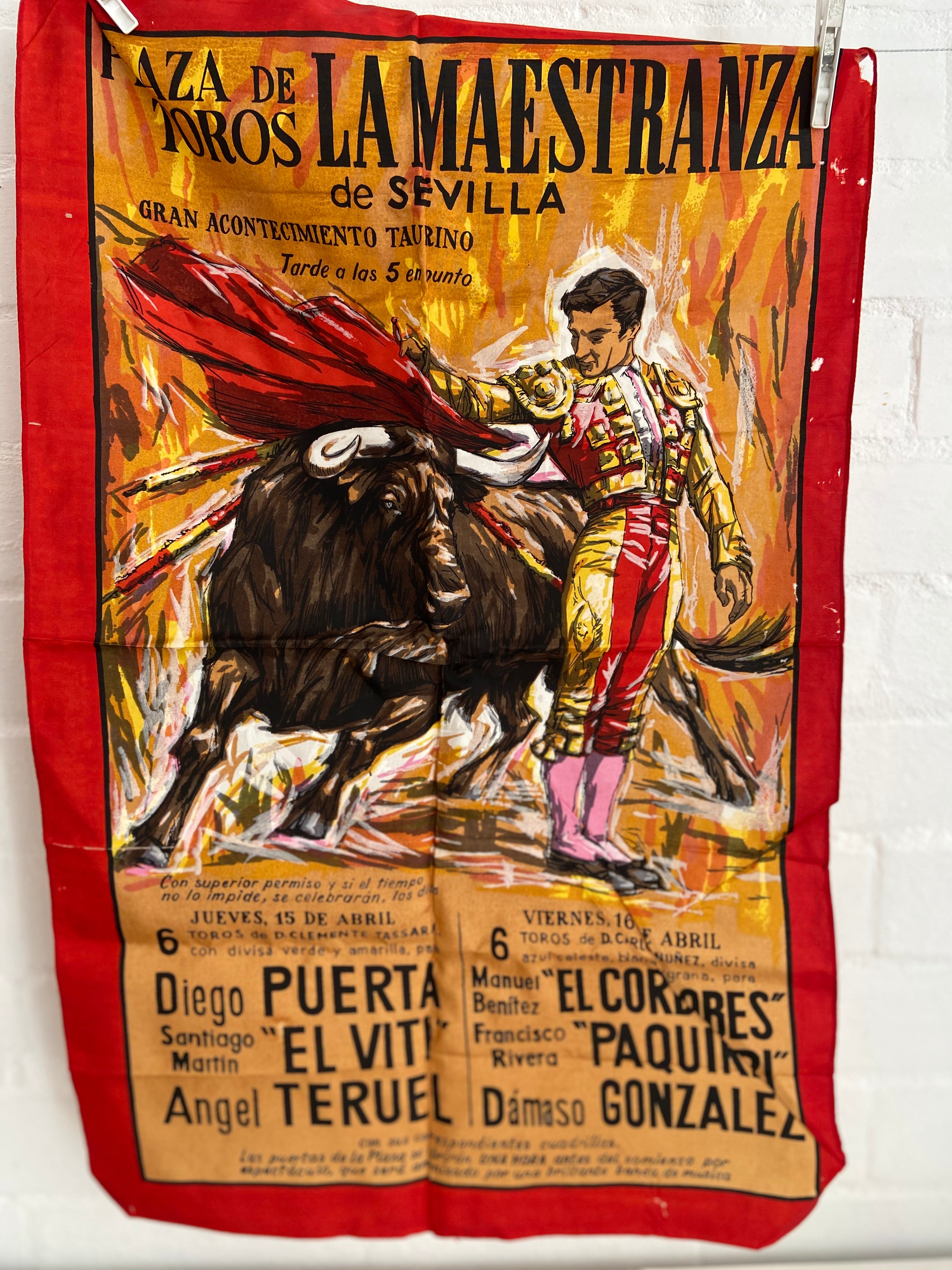 RETRO Vintage De Sevilla SCARF Awesome Vintage Print Bull