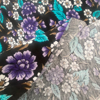 260cms Jersey Fabric Purple Floral Print