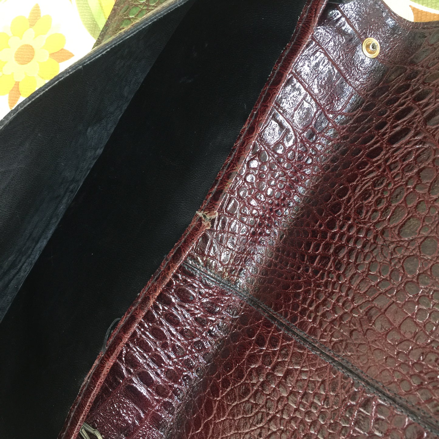 Leather Textured Clutch VINTAGE Unique Slightly Rustic Bag