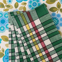 RETRO Cotton UNUSED Checked Green Napkins Picnic