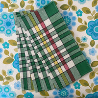 RETRO Cotton UNUSED Checked Green Napkins Picnic