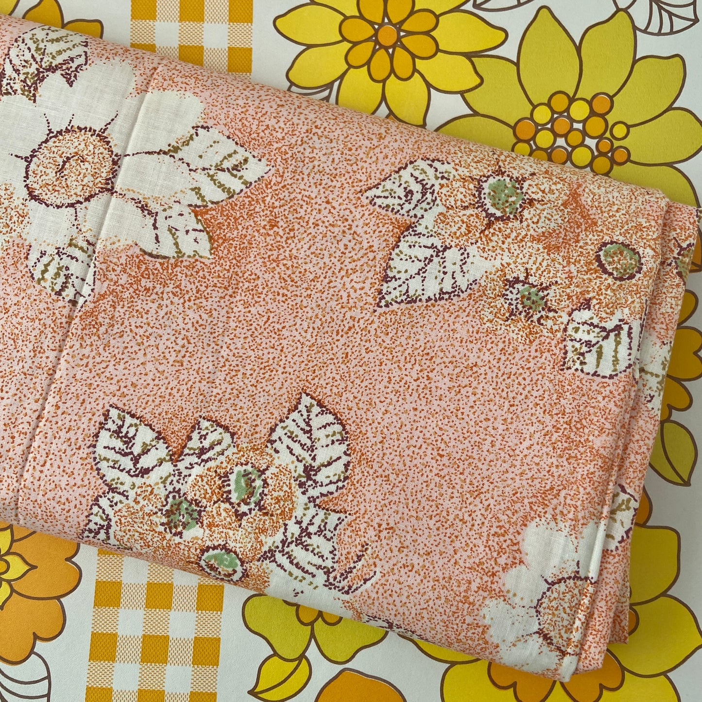 UNUSED Cotton Apricot Sheet FLORAL