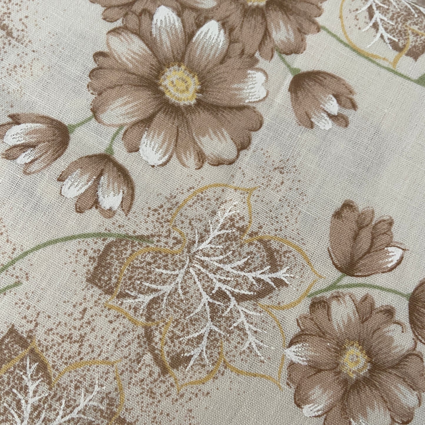 UNUSED Cotton BROWN Sheet FLORAL Flat & Fitted