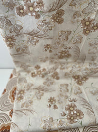 UNUSED Cotton BROWN Sheet FLORAL Flat & Fitted