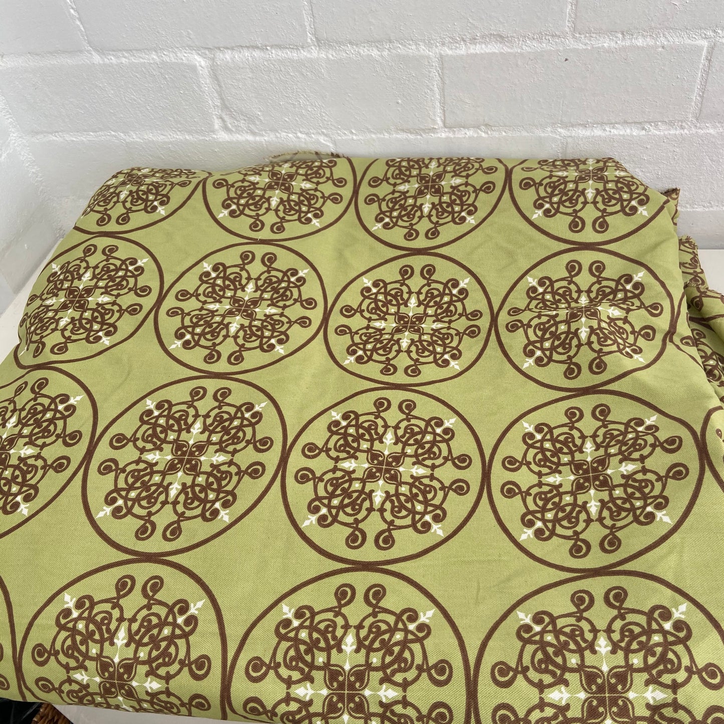 VINTAGE Green 70's Thick Upholstery FABRIC Shades Furniture CUSHIONS