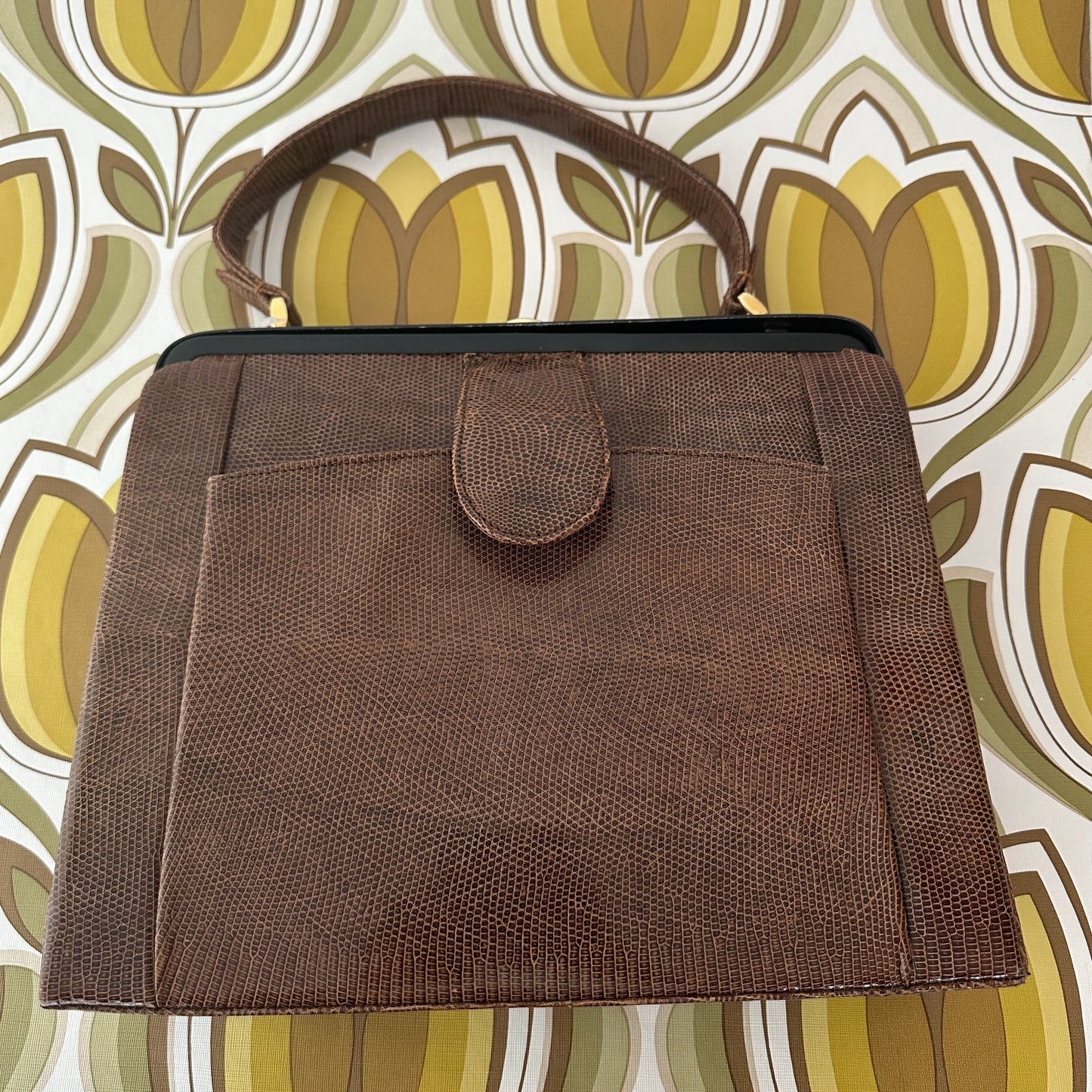 Amazing Vintage Brown Snakeskin Handbag