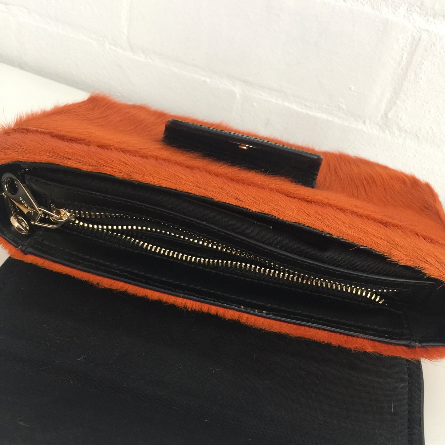 MARCS Faux FUR Orange Clutch Purse Handbag COOL
