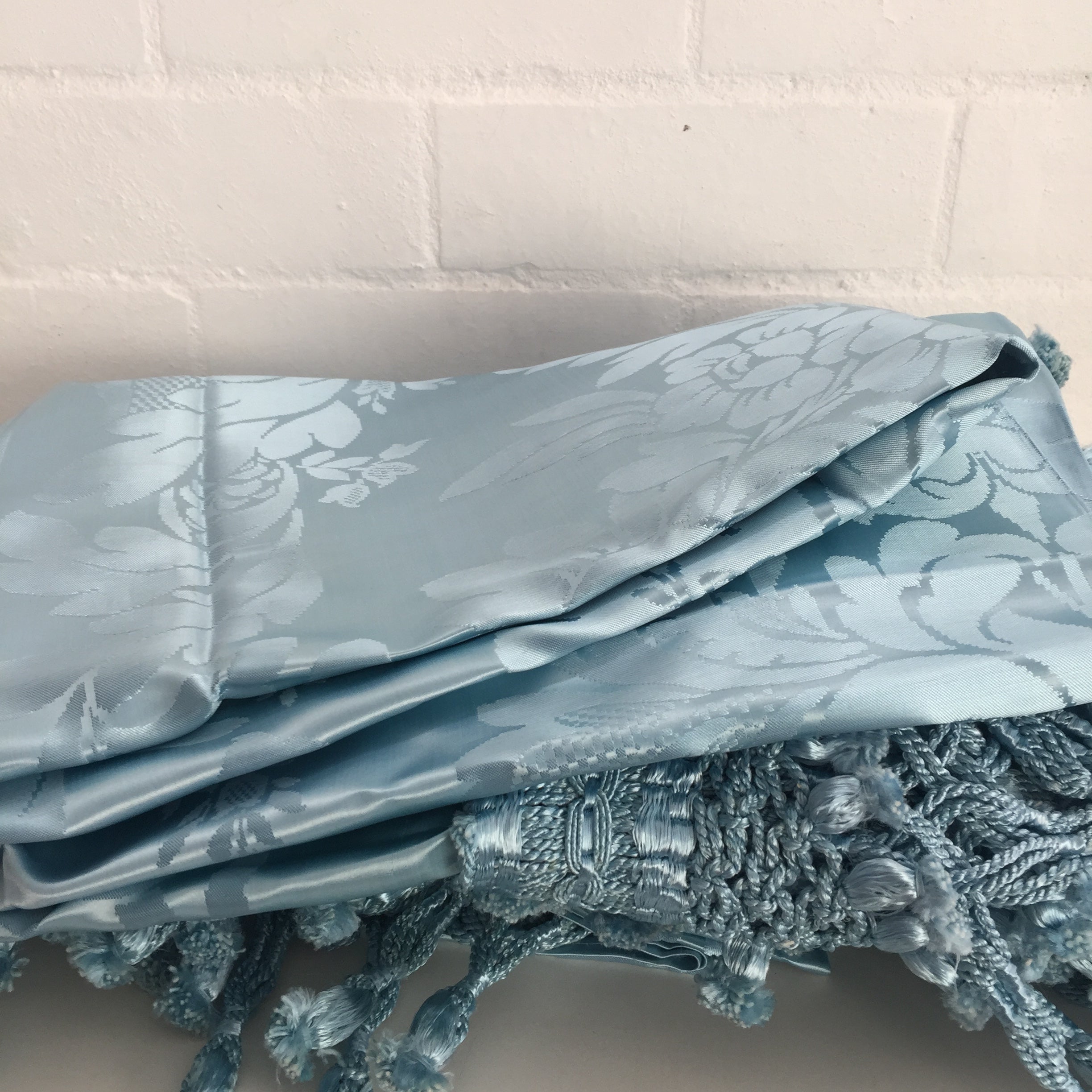 STUNNING Blue Brocade Vintage Italian Bedspread