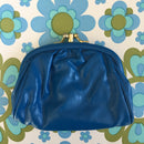 BLUE ADORABLE Unused Leather LOOK Purse RETRO Chic