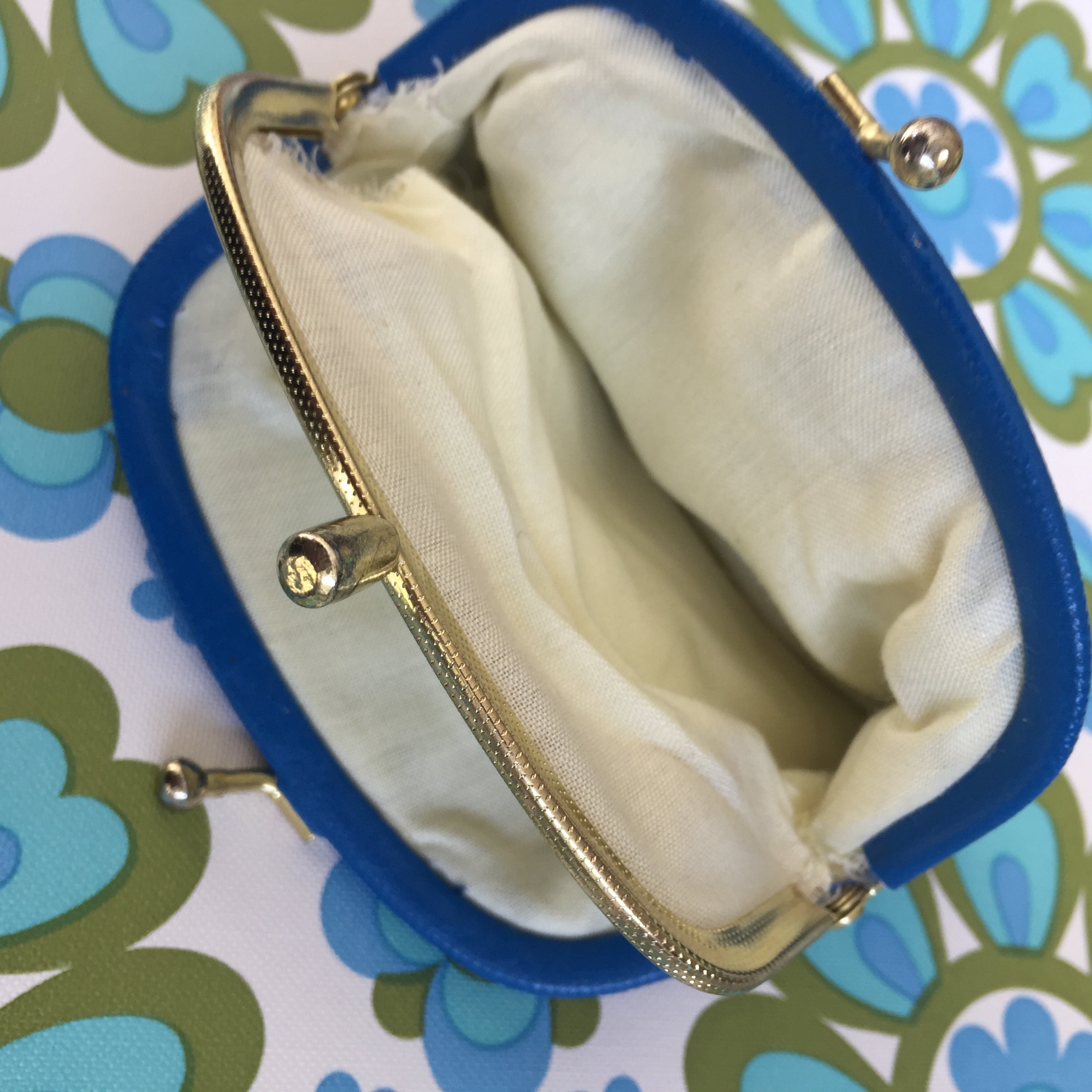 BLUE ADORABLE Unused Leather LOOK Purse RETRO Chic