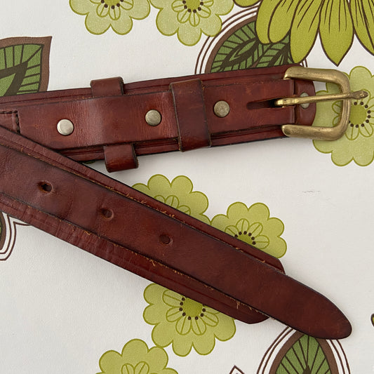 Rustic Vintage Gen Leather Brown Belt 70's BOHO