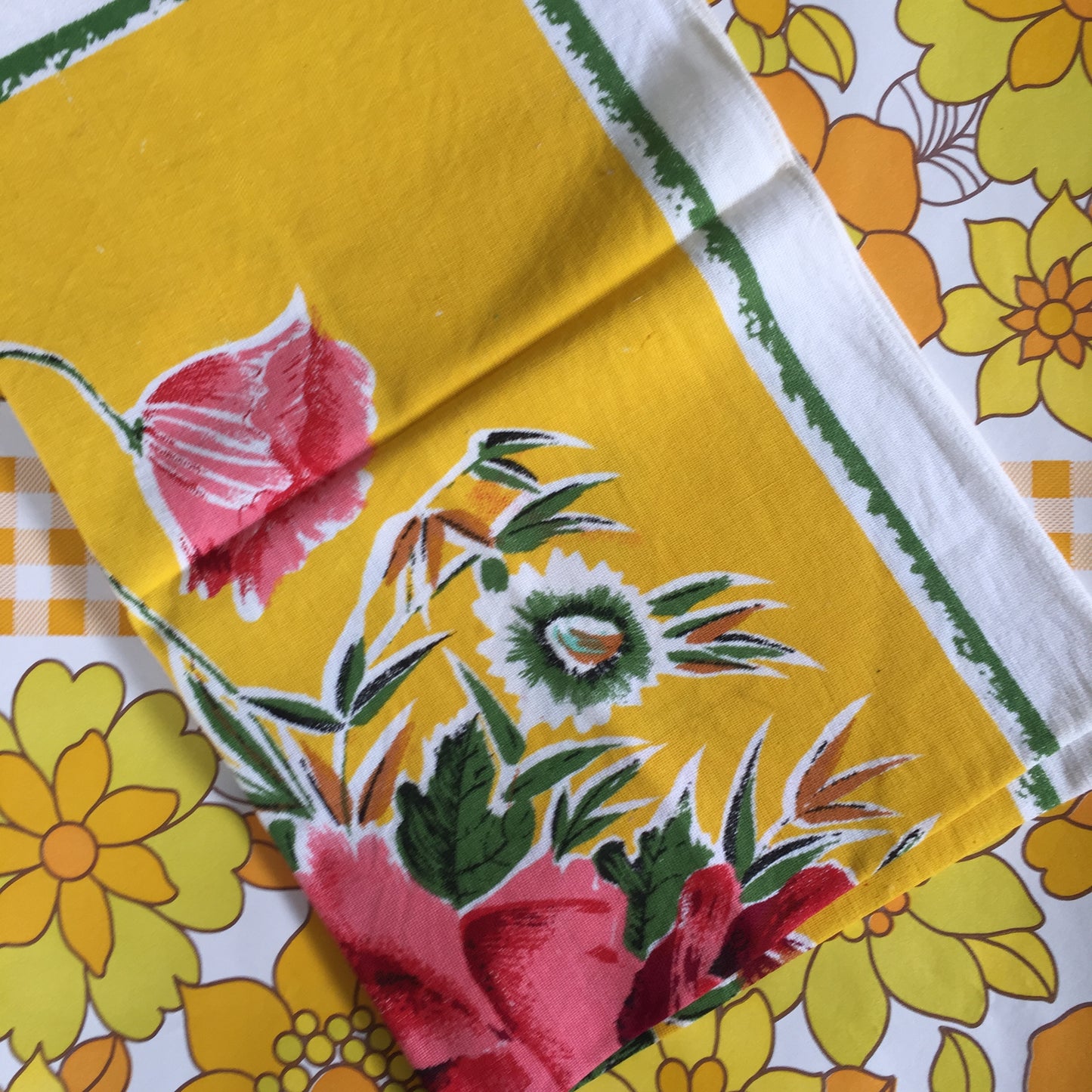 RETRO Print Craft TEA Towel Floral ALL COTTON Vintage