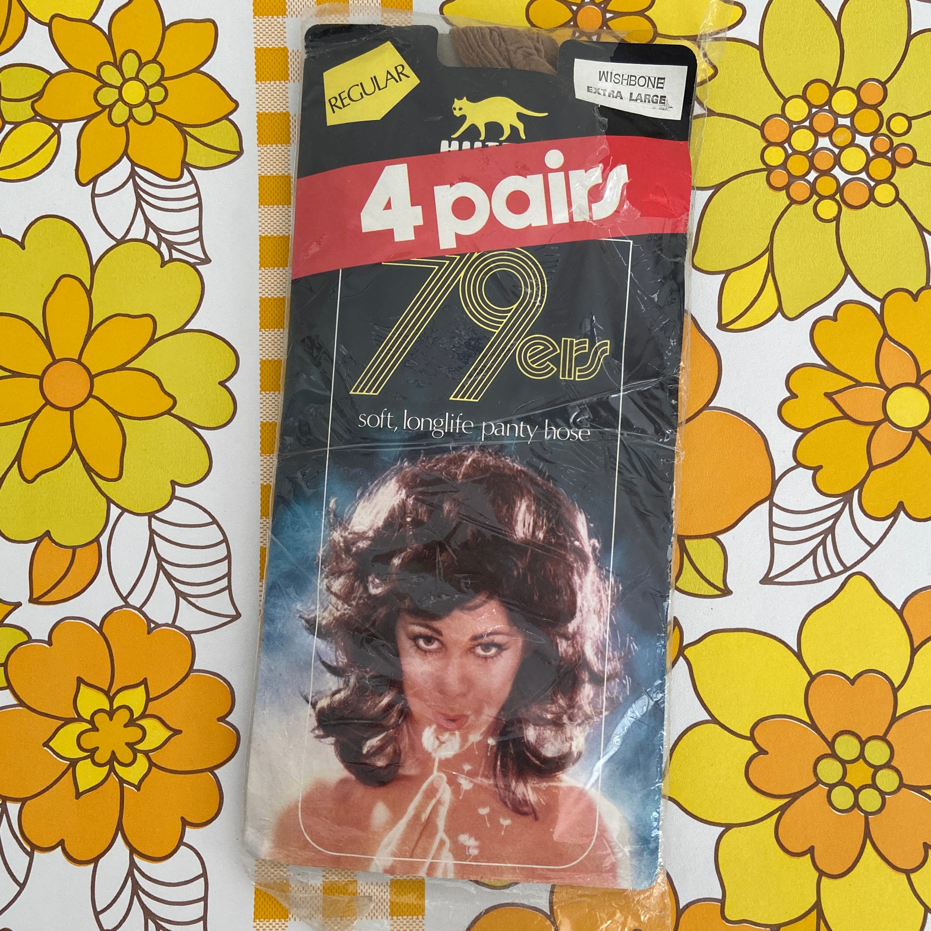 79ers VINTAGE 4 Pairs Panty Hose Extra Large RETRO Chic