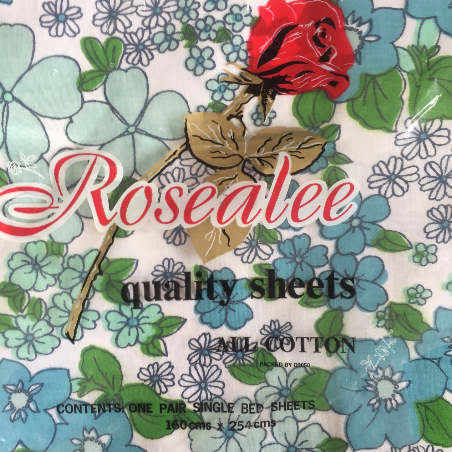 UNUSED Retro Vintage Cotton Blue Floral Sheet STUNNING x 1